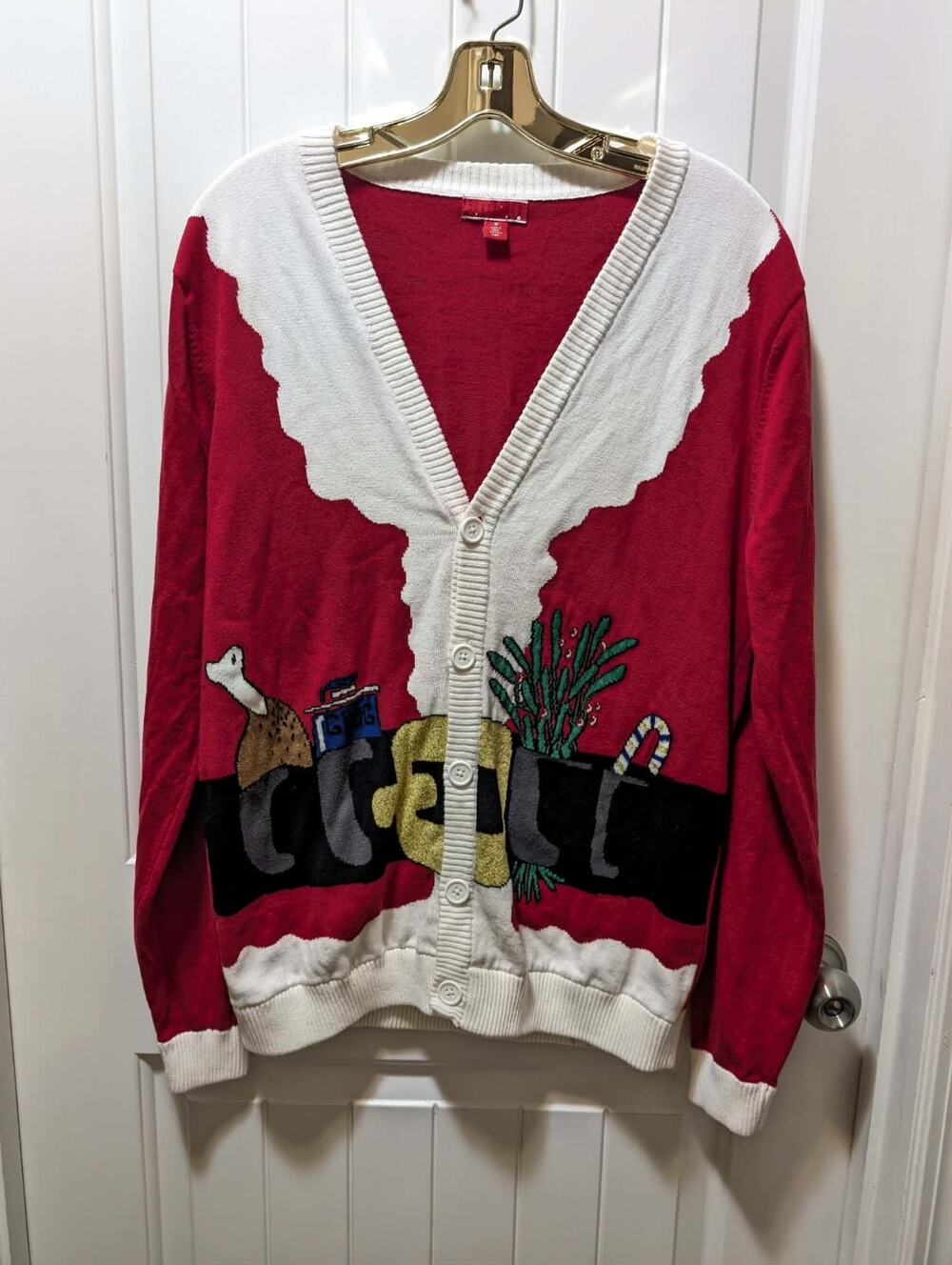 Target Red Santa Ugly Christmas Button Up Sweater Cardigan Men’s Size XL